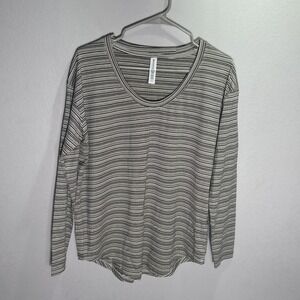 Athleta Cloudlight Stratus Striped Top Long Sleeve Athleisure size medium soft